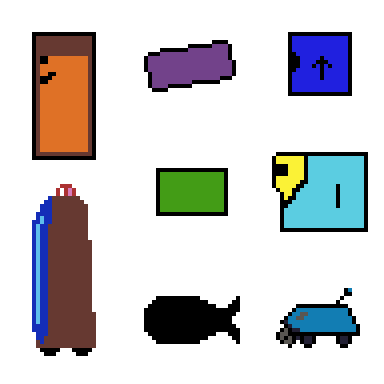 8 sprites, most of them are plain rectangles