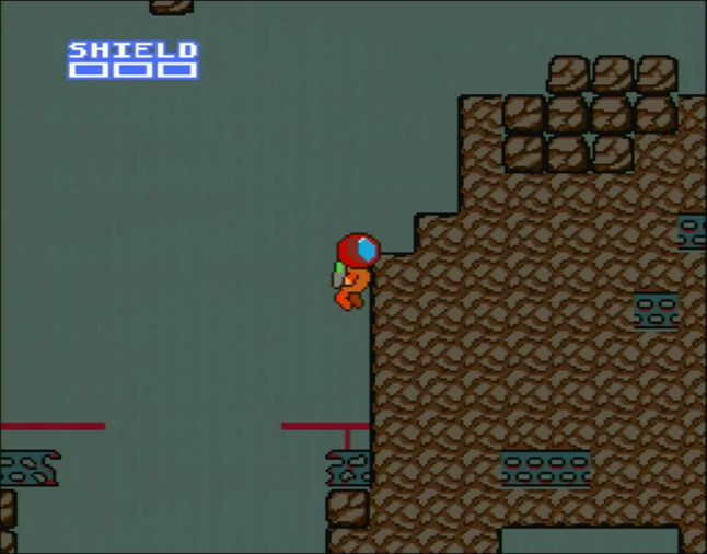 The player failing to jump onto the large rock