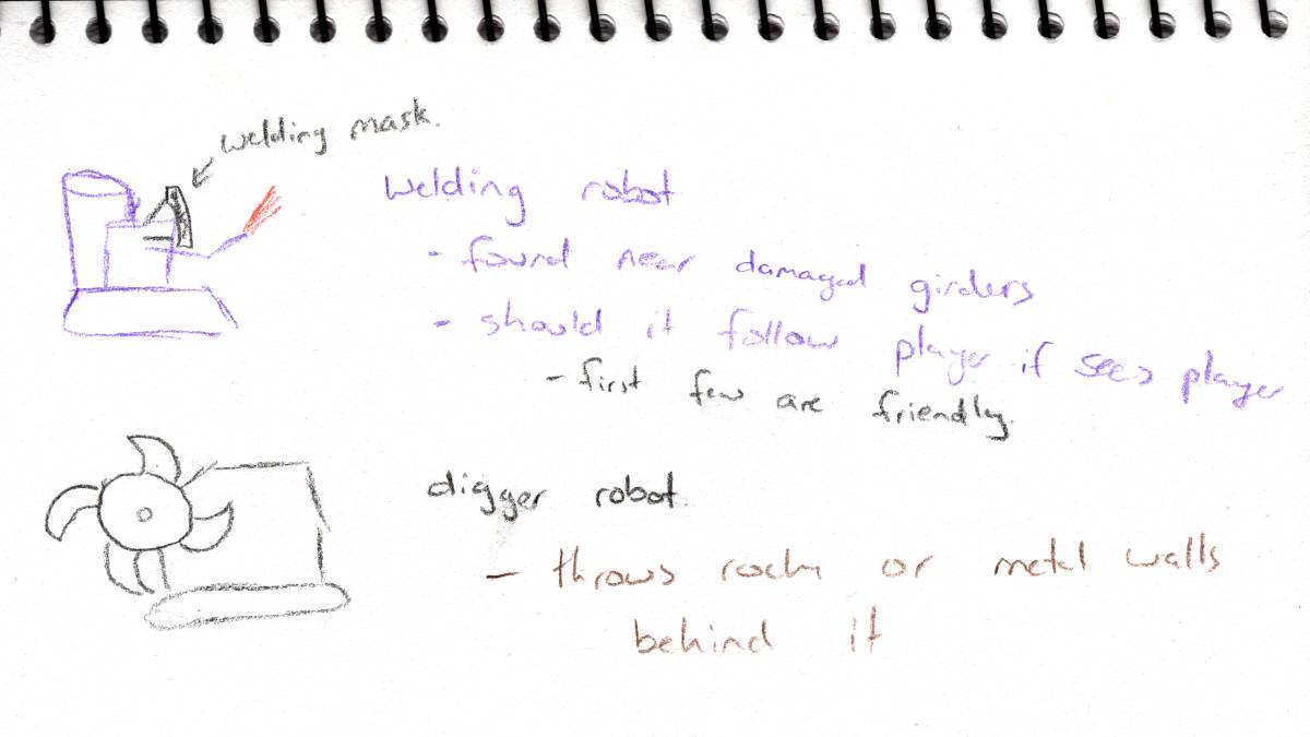 Scan of a pencil drawn spiral notebook